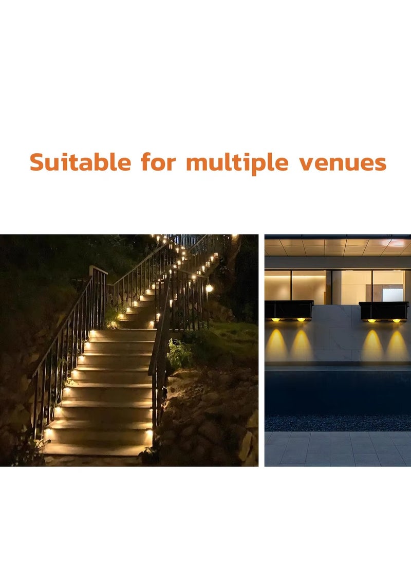 MODI Outdoor Pathway Fence Wall Lights 2Pcs Warm Light 3000K Solar Powered IP65 Waterproof with Convex Lens High Brightness Landscape Lighting for Garden Yard Driveway - Image 5